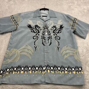 VTG Y2K Big Brother Shirt Mens XL Gray Dragon Tribal Graphic Short Sleeve Grunge